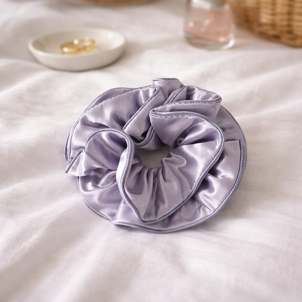 Saténová gumička do vlasů SCRUNCHIE – šedá 2